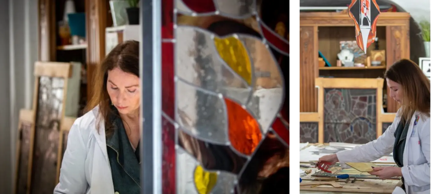 Nathalie FALASCHI dans son atelier de Ners (30)